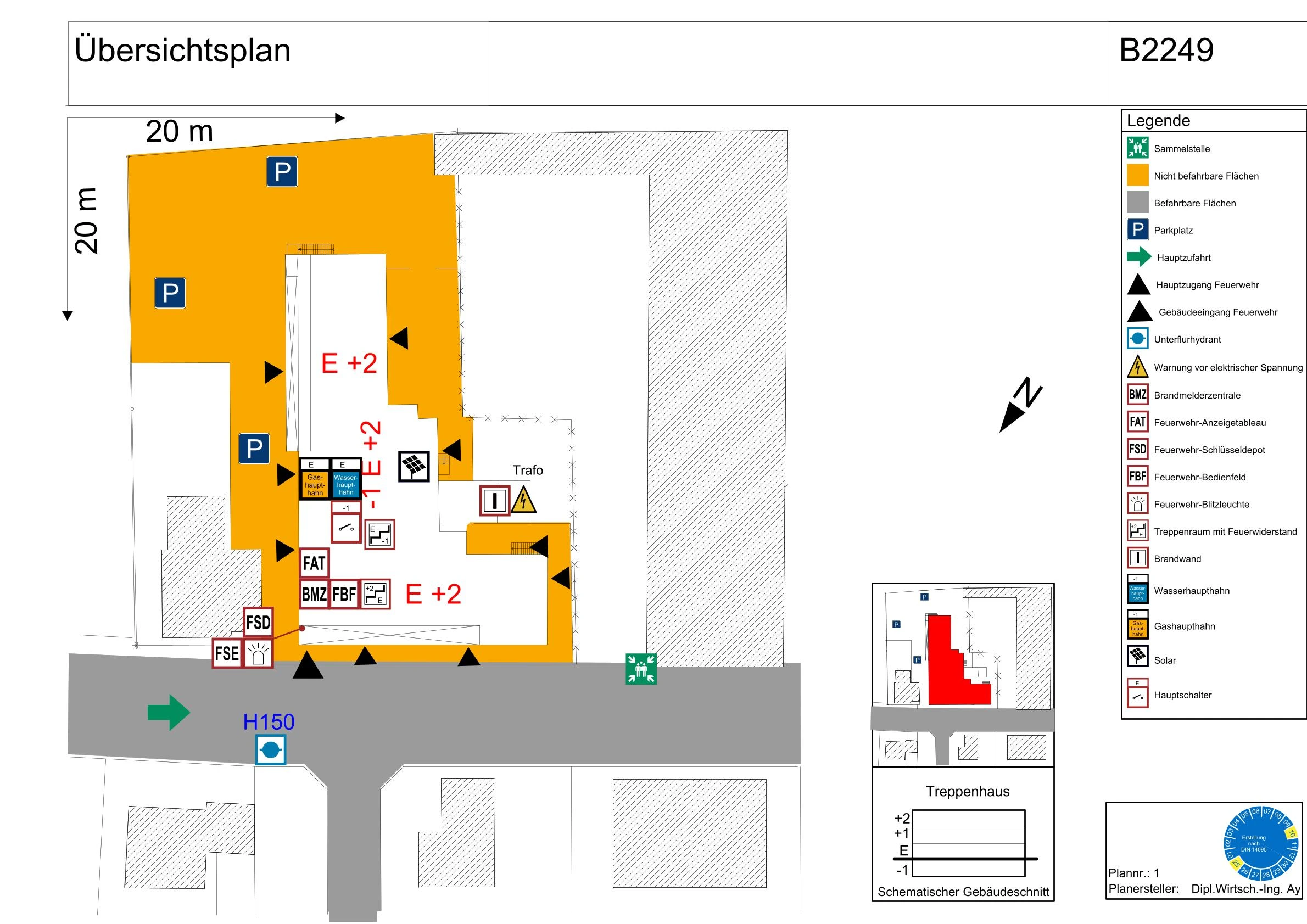 Feuerwehrplan nach DIN 14095 für Sonderbauten, Industrie und Verwaltungsgebäude